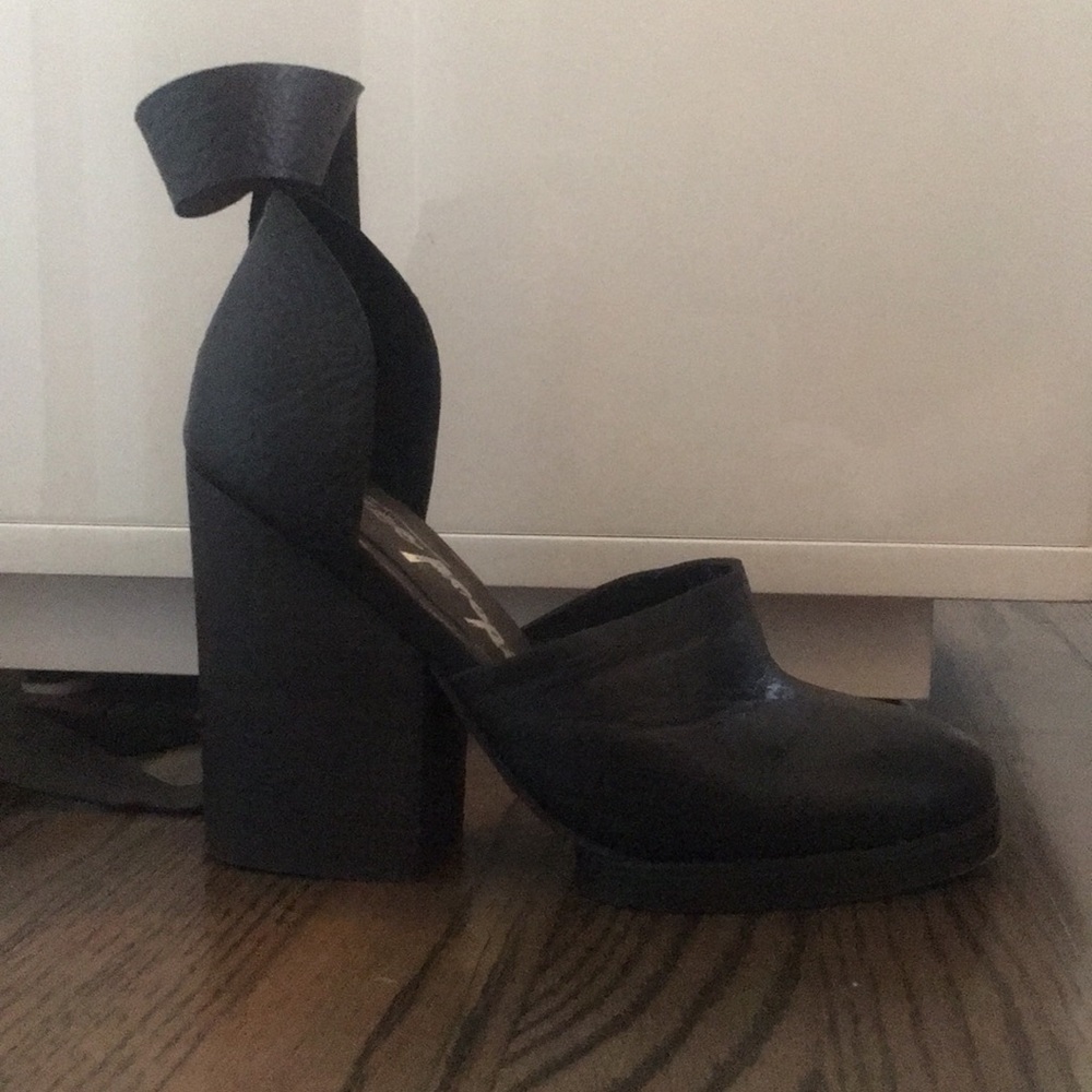 Free People black leather lace up heels
